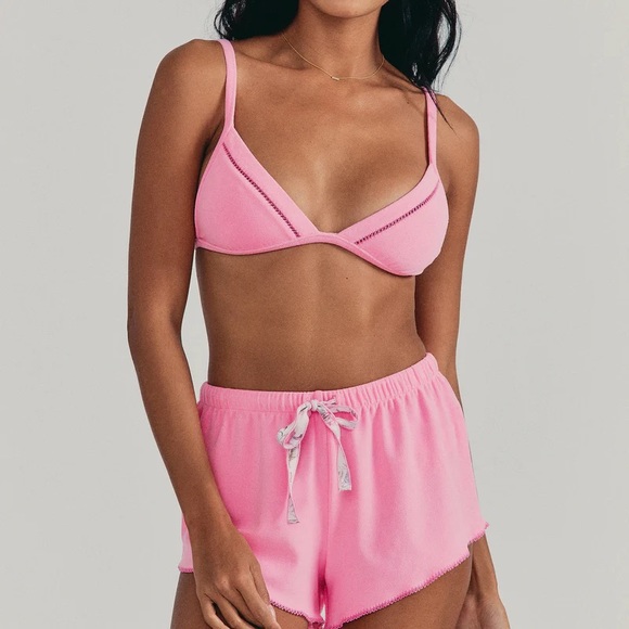 LoveShackFancy x Hurley 🌸 Reversible Felt Fixed Tri Bikini Top 👙🏄🏼‍♀️🌴 - Picture 3 of 16